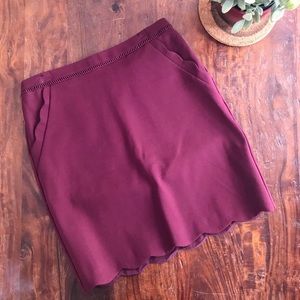 Maroon Skirt with Elastic Waist, Pockets